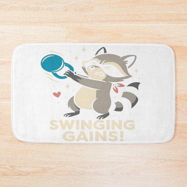 Item preview, Swinging Gains – Funny Kettlebell Raccoon Gym Meme | Trash Panda Power Workout Design designed and sold by Trendiihub.