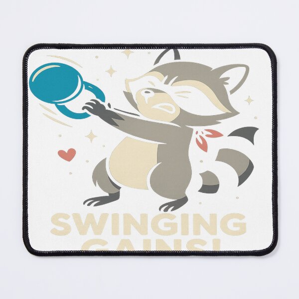 Item preview, Swinging Gains – Funny Kettlebell Raccoon Gym Meme | Trash Panda Power Workout Design designed and sold by Trendiihub.