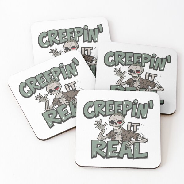 Item preview, Cool Hipster Skeleton 'Creepin' it Real' Halloween Design designed and sold by PWDigitalArt.