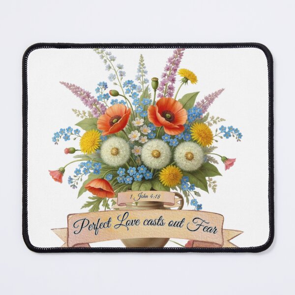Item preview, Perfect Love Casts Out Fear – 1 John 4:18 Bible Verse Floral designed and sold by Ausra789.