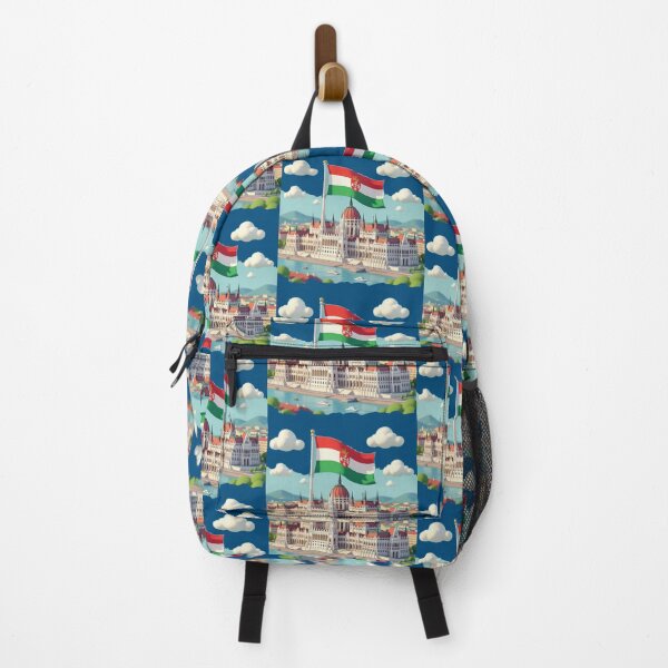 Item preview, Budapest Parliament Building in Hungary 3D Cute Sketch with Hungarian Flag, designed and sold by PaintMeWorld.