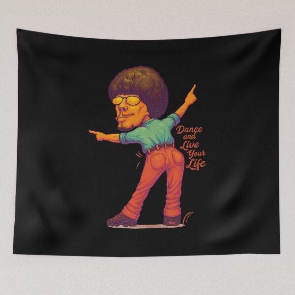 Item preview, Dance and Live Your Life – Funky Retro Disco Character Illustration designed and sold by Trendora Studio.