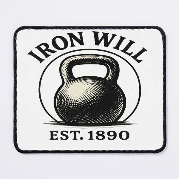 Item preview, Iron Will – Vintage Kettlebell Badge | Retro Strength Training Gym Design designed and sold by Trendiihub.