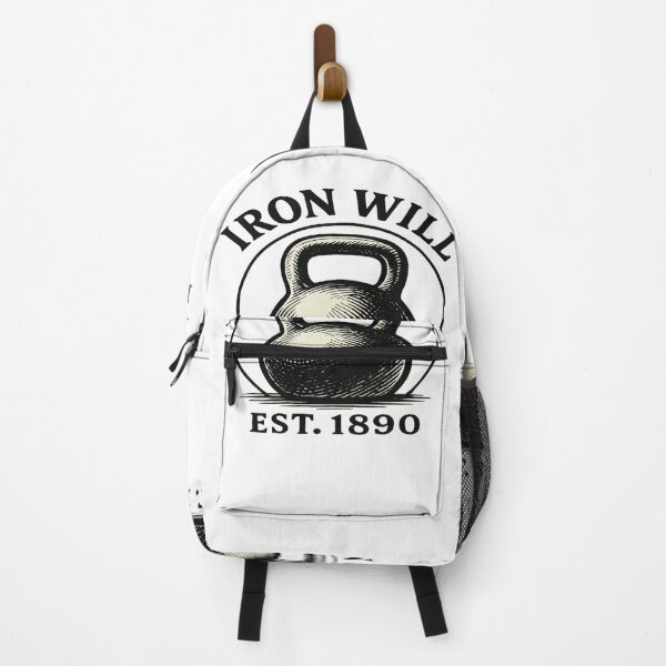 Item preview, Iron Will – Vintage Kettlebell Badge | Retro Strength Training Gym Design designed and sold by Trendiihub.