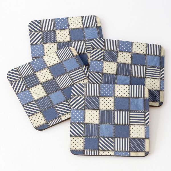 Item preview, Denim Patchwork Squares designed and sold by Kaleidoscope Print.
