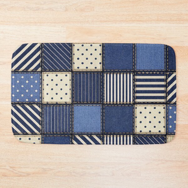Item preview, Denim Patchwork Squares designed and sold by Kaleidoscope Print.