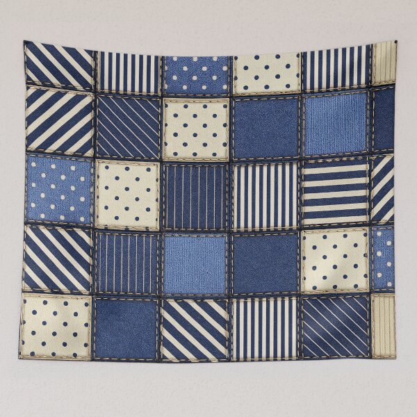 Item preview, Denim Patchwork Squares designed and sold by Kaleidoscope Print.