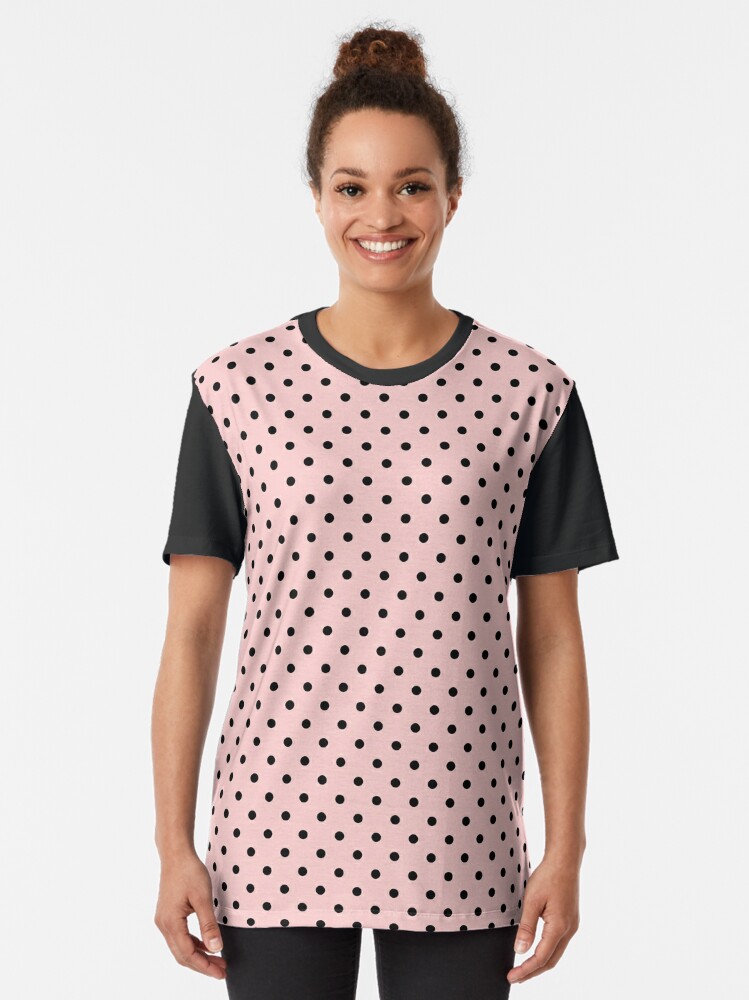 pink top with black polka dots