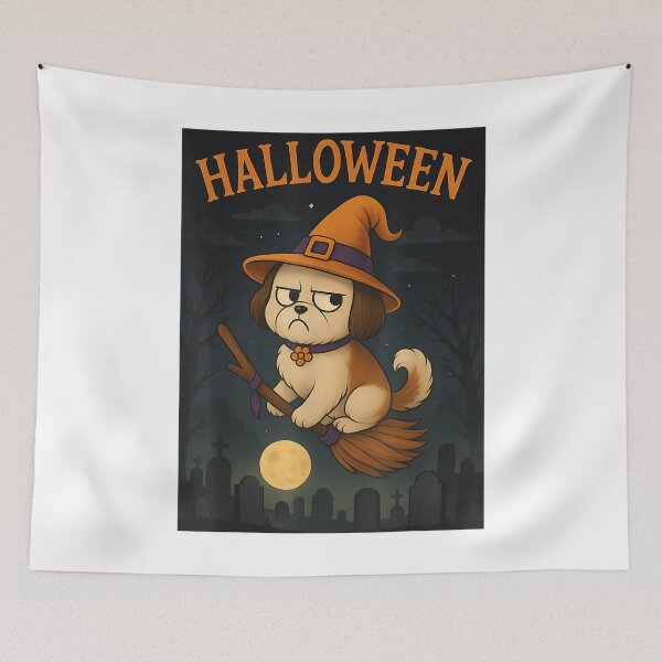 Item preview, Happy Cute Halloween Themed Shih Tzu Dog designed and sold by Rognvar.