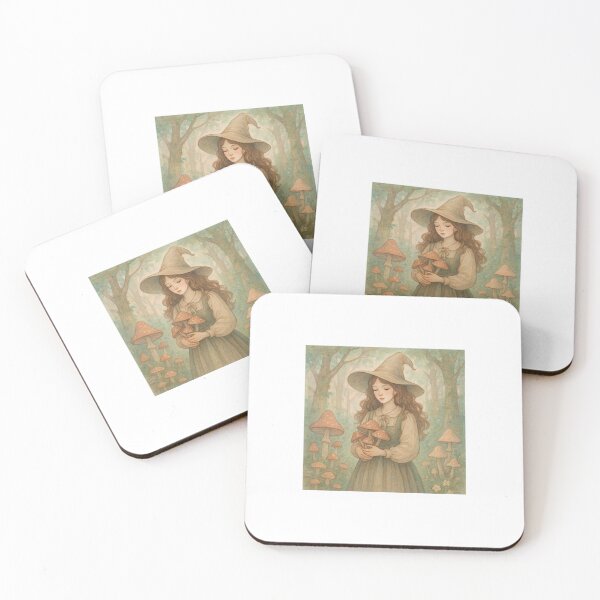 Item preview, Cottagecore Witch in Magical Forest – Cozy Pastel Art designed and sold by naelnaelnael.