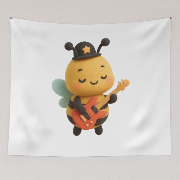 Item preview, Cute Bee Rockstar - Kawaii 3D Bee with Guitar Design designed and sold by Moons Studio.