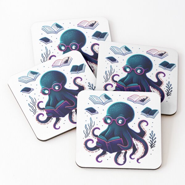 Item preview, Bookworm Octopus | Neon Nerd of the Deep Sea designed and sold by Witty Moon.