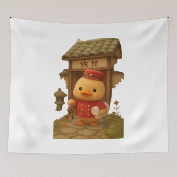 Item preview, Cute Duck Porter Bellman Bellhop Ryokan Onsen Inn Hotel Concierge - Adorable Japanese Cottagecore Art designed and sold by Moons Studio.