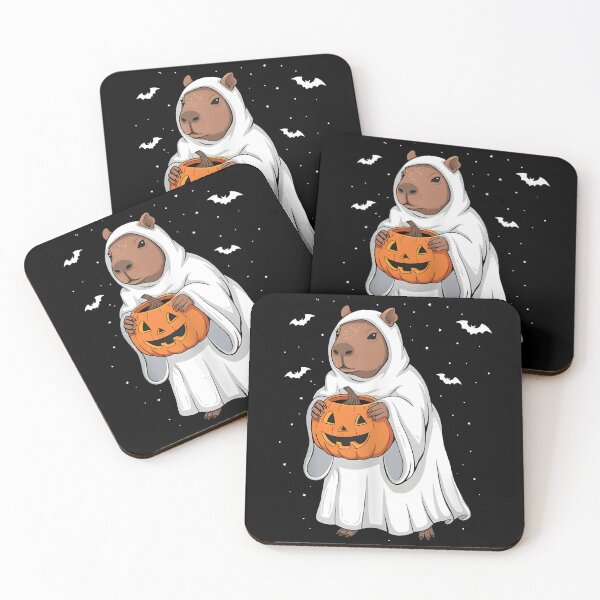 Item preview, Cute Capybara Ghost Costume with Pumpkin Cappy Halloween designed and sold by DesignsByAnett.