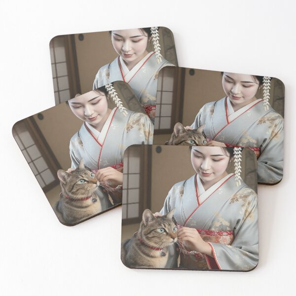 Item preview, Maiko & Cat EP3 | A Tortoiseshell Cat Resting Paws on a Maiko 舞妓さん＆ネコ EP3 | 舞妓さんの膝に前脚を乗せるサビ猫 designed and sold by Japan_Dreamscapes.
