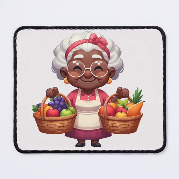 Item preview, Afro Grandma with Basket Sticker | Cute Granny with Vegetables designed and sold by Lulunza.
