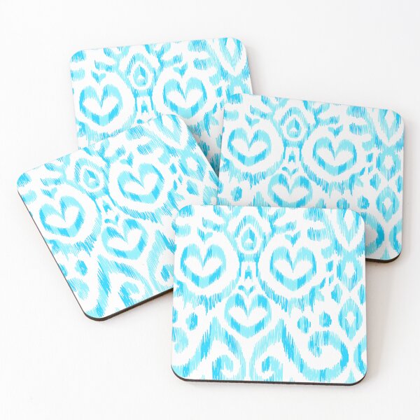 Item preview, Ikat Hearts-Tonal Seafoam & Turq designed and sold by Fabricatemyart.