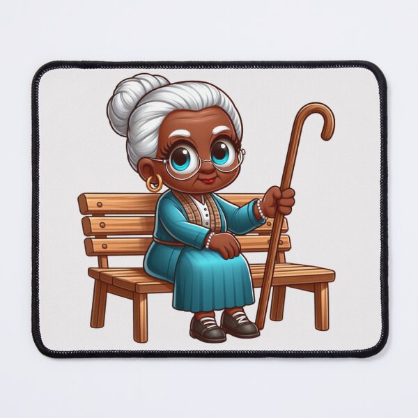 Item preview, Afro Grandma on Bench Sticker | Cute Granny with Cane designed and sold by Lulunza.