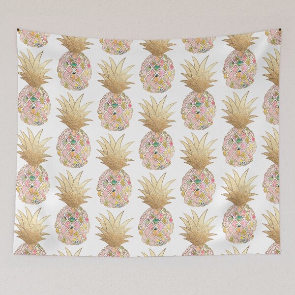 Item preview, Aloha Pineapples, Pink+Faux Gold Trim designed and sold by PixDezines.