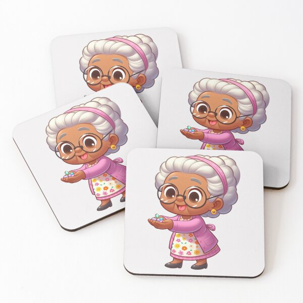 Item preview, Afro Grandma in Pink Dress Sticker | Cute Granny Cartoon Character designed and sold by Lulunza.