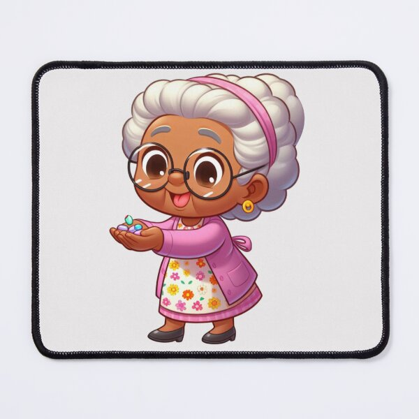 Item preview, Afro Grandma in Pink Dress Sticker | Cute Granny Cartoon Character designed and sold by Lulunza.