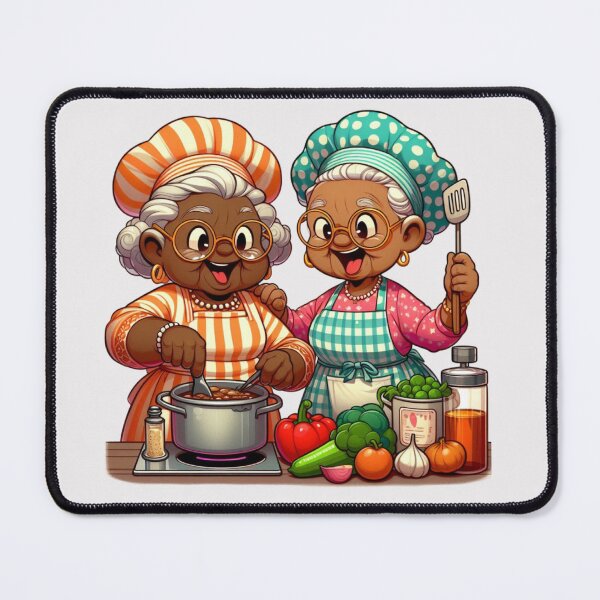 Item preview, Funny Afro Grandma Cooking Together Sticker | Cute Granny Chefs designed and sold by Lulunza.