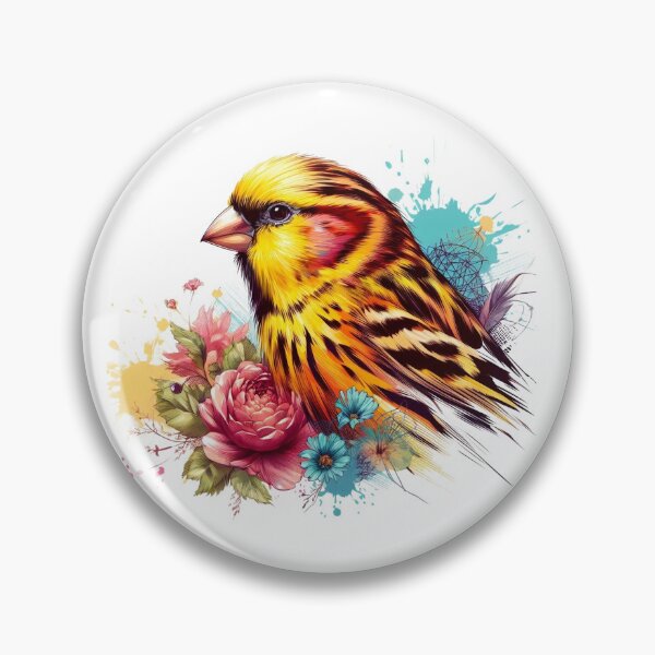 Item preview, A beautiful, stylish, and harmonious Harzer Roller canary with various colorful leaves and flowers. designed and sold by Marcoshop10.