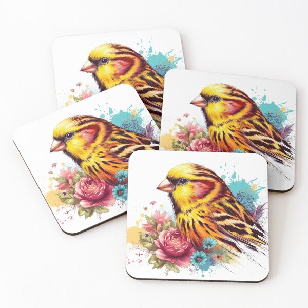 Item preview, A beautiful, stylish, and harmonious Harzer Roller canary with various colorful leaves and flowers. designed and sold by Marcoshop10.