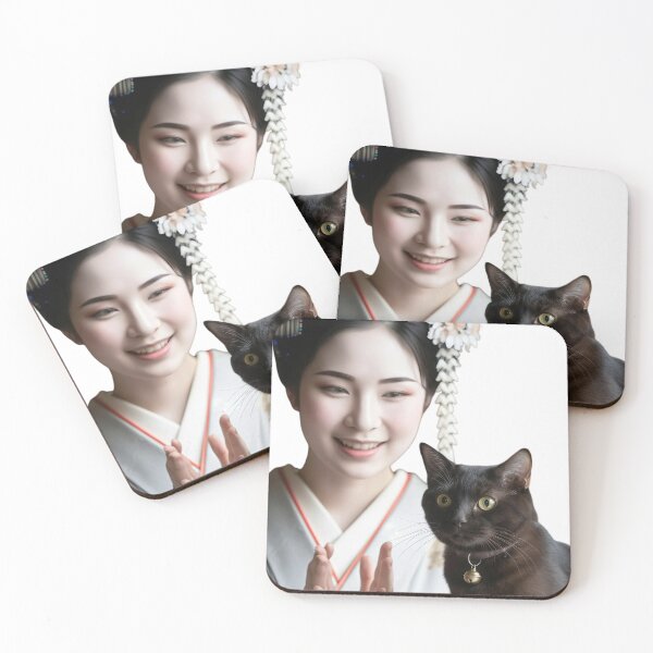 Item preview, Maiko & Cat EP4 | Black Cat with Toy Ball & Joyful Maiko 舞妓さん＆ネコ EP4 | 玉を捕まえて誇らしげな黒ネコと舞妓さん designed and sold by Japan_Dreamscapes.