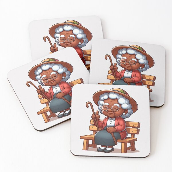 Item preview, Afro Grandma in Hat Sticker | Funny Granny Relaxing on Bench designed and sold by Lulunza.