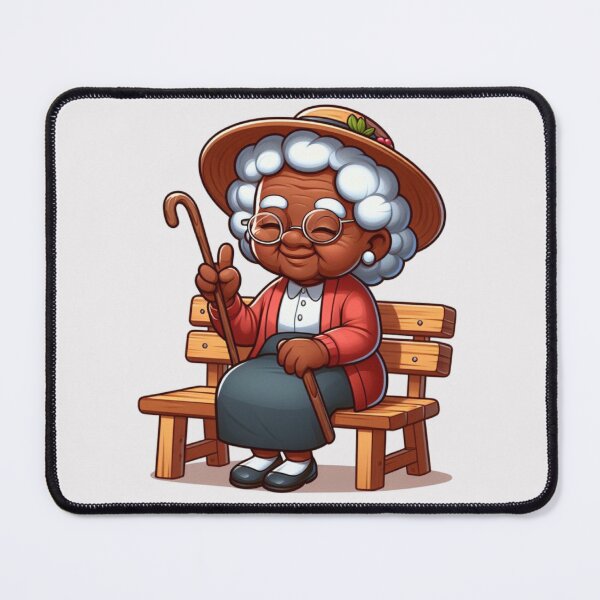 Item preview, Afro Grandma in Hat Sticker | Funny Granny Relaxing on Bench designed and sold by Lulunza.