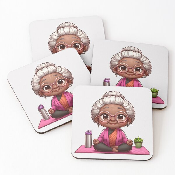Item preview, Afro Grandma Yoga Sticker | Funny Elderly Women Meditating designed and sold by Lulunza.