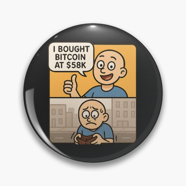 Artikelvorschau, Wallet vs. Realität – Bitcoin $58K Split Panel Meme entworfen und verkauft von Bratak.