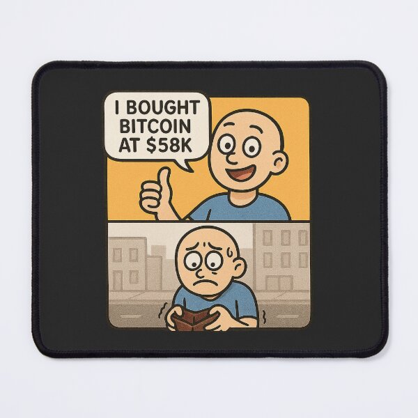 Item preview, Wallet vs Reality – Bitcoin $58K Split Panel Meme designed and sold by Bratak.
