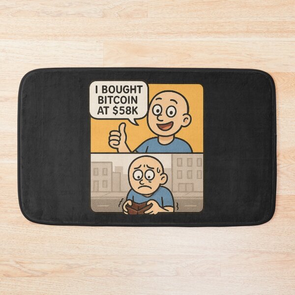 Item preview, Wallet vs Reality – Bitcoin $58K Split Panel Meme designed and sold by Bratak.