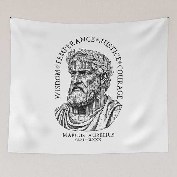 Item preview, Stoic Virtues Marcus Aurelius Stone Temple Stoicism designed and sold by GrandeDuc.