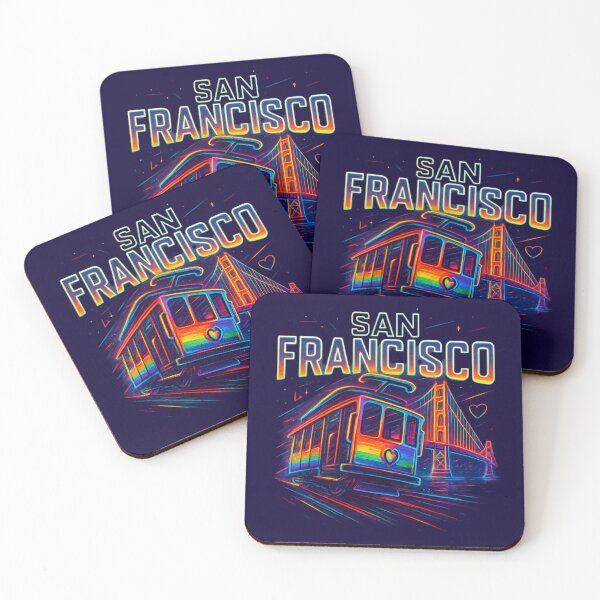 Item preview, San Francisco Neon Cable Car & Golden Gate – Rainbow Pride designed and sold by BloomOfDesign.