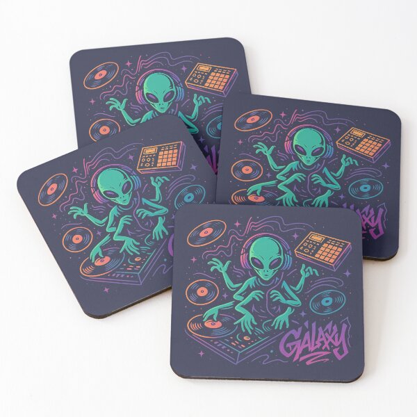 Item preview, Neon Galaxy DJ – Line Art Style Extraterrestrial Mixer designed and sold by KrintoryTees.