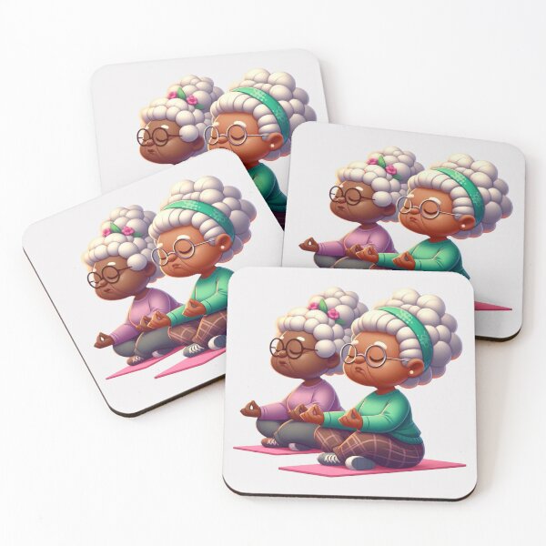 Item preview, Afro Grandma Yoga Duo Sticker | Funny Elderly Women Meditating designed and sold by Lulunza.