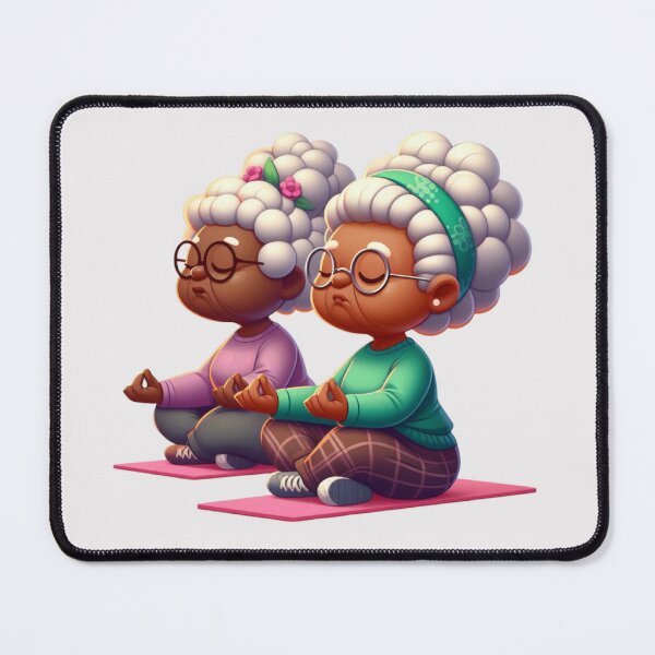 Item preview, Afro Grandma Yoga Duo Sticker | Funny Elderly Women Meditating designed and sold by Lulunza.