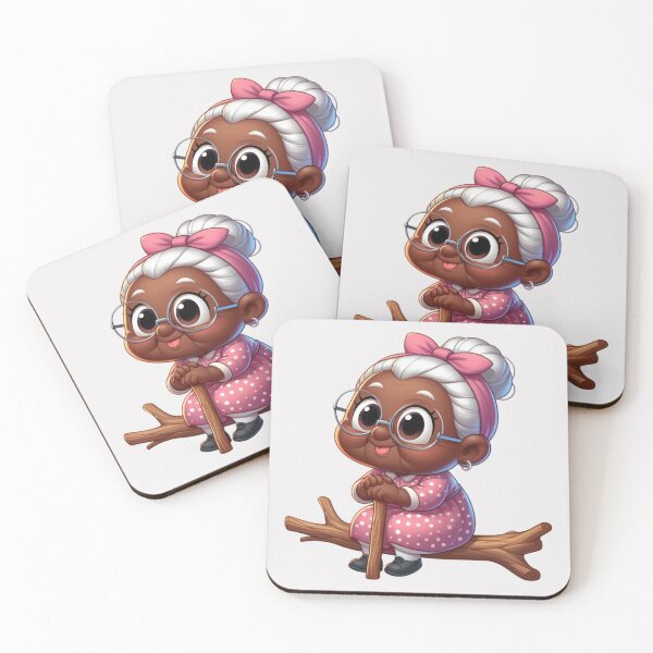 Item preview, Afro Grandma in Floral Dress Sticker | Cute Granny Cartoon designed and sold by Lulunza.