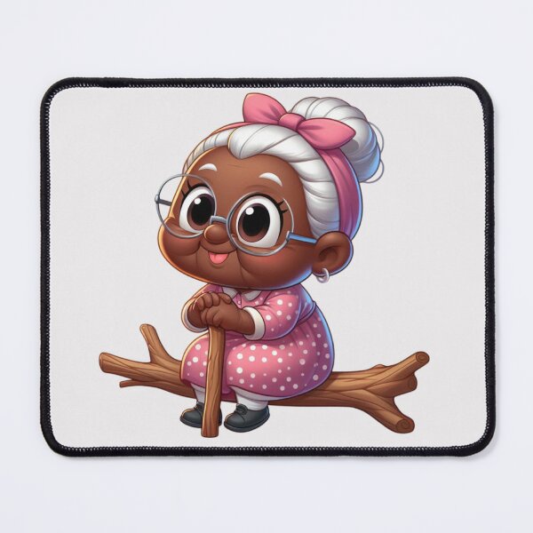 Item preview, Afro Grandma in Floral Dress Sticker | Cute Granny Cartoon designed and sold by Lulunza.