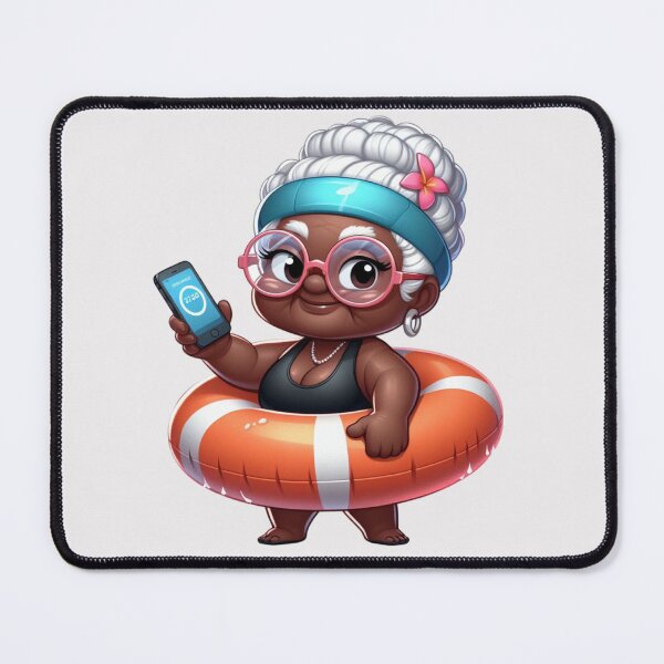 Item preview, Afro Grandma Swimming Sticker | Cute Granny with Glasses and Float designed and sold by Lulunza.