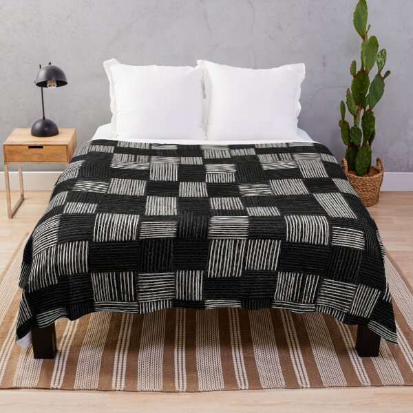 Item preview, Monochrome woven checkerboard pattern of hand-drawn lines designed and sold by Piotrek0001.