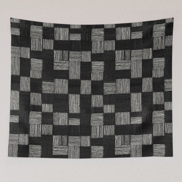 Item preview, Monochrome woven checkerboard pattern of hand-drawn lines designed and sold by Piotrek0001.