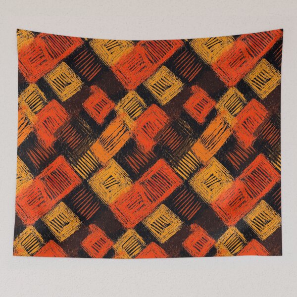 Item preview,  Energetic abstract pattern with orange sketched square shapes designed and sold by Piotrek0001.