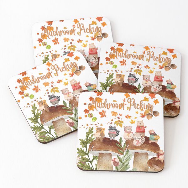 Item preview, Cute Autumn Animals Mushroom Picking Adventure designed and sold by Cherry Peony.
