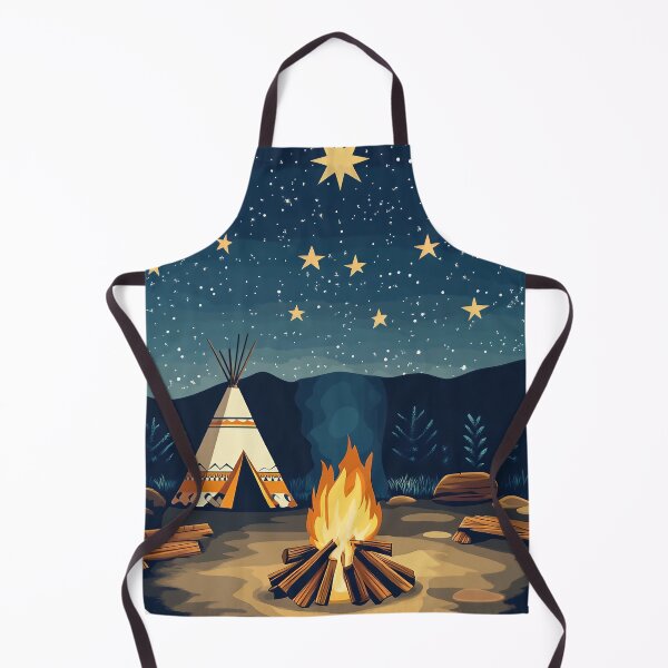 Item preview, Campfire under a starry sky – retro camping emblem with teepee design designed and sold by Meiersbeste.