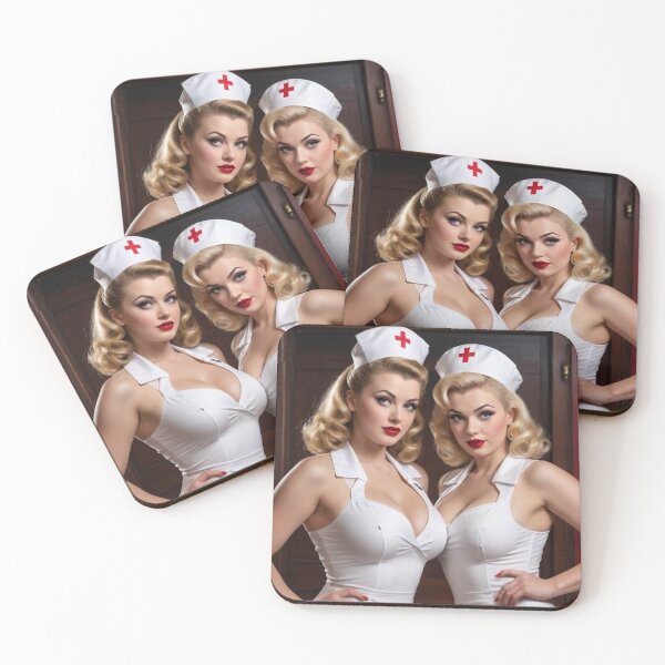 Item preview, Blonde Nurse 1940s Pin Up Girls – Vintage Retro Poster Artwork designed and sold by MissSaylor.