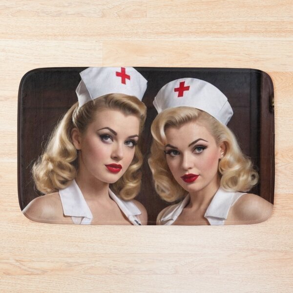 Item preview, Blonde Nurse 1940s Pin Up Girls – Vintage Retro Poster Artwork designed and sold by MissSaylor.